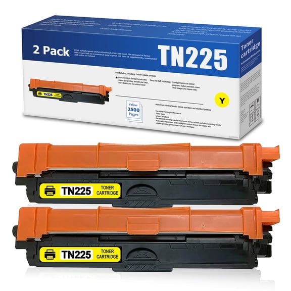 TN225 High Yield Toner Cartridge Replacement for Brother TN-225 HL-3180CDW MFP Printer, Yellow 2 Pack