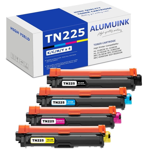 TN225 Toner Cartridge 4 Pack Compatible for Brother TN-225 Toner Compatible for HL-3140CW Printer