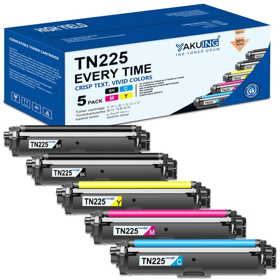 TN225 Toner Cartridge Compatible for Brother TN225 High Yield Works with HL-3152CDW MFC-9330CDW DCP-9020CDN ( 2Black, 1Cyan, 1Magenta, 1Yellow )