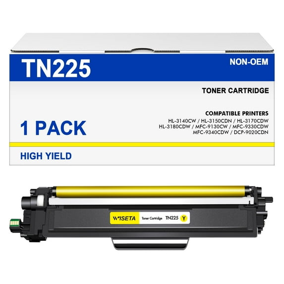 TN225 Yellow Toner Cartridges Replacement for Brother TN-225 TN225 Compatible with MFC-9130CW HL-3170CDW HL-3140CW MFC-9330CDW(1 Yelllow)