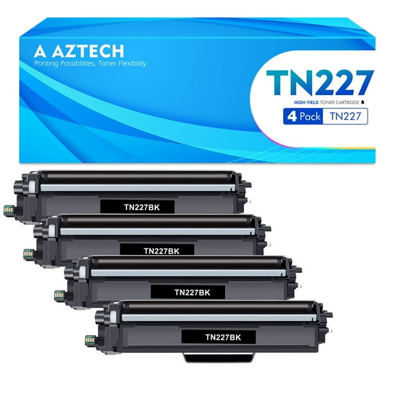 TN227 Black Toner Cartridge 4-Pack Compatible for Brother TN227BK TN-227BK TN223BK TN-227 TN-223 HL-L3210CW HL-L3230CDW HL-L3290CDW MFC-L3710CW MFC-L3770CDW MFC-L3750CDW Printer