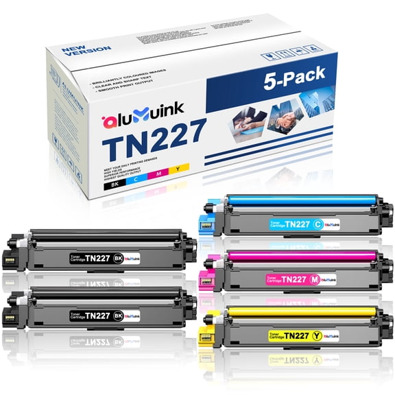TN227 High Yield Toner Cartridge Compatible for Brother TN227 TN223 MFC-L3710CW L3730CDW HL-3230CDN DCP-L3550CDW Printer (2BK 1C 1M 1Y,5 Pack)