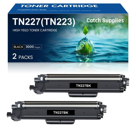 TN227 TN-227 Black Toner Cartridge Replacement Compatible for Brother TN227BK TN223BK Toner Compatible for MFC-L3770CDW MFC-L3750CDW MFC-L3710CW HL-L3210CW Printer (2 Pack)