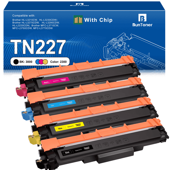 TN227 Toner Cartridge Compatible for Brother TN227 Toner for TN227 TN223 for Use with HL-L3290CDW HL-L3210CW MFC-L3750CDW MFC-L3710CW Printer (4Pack)