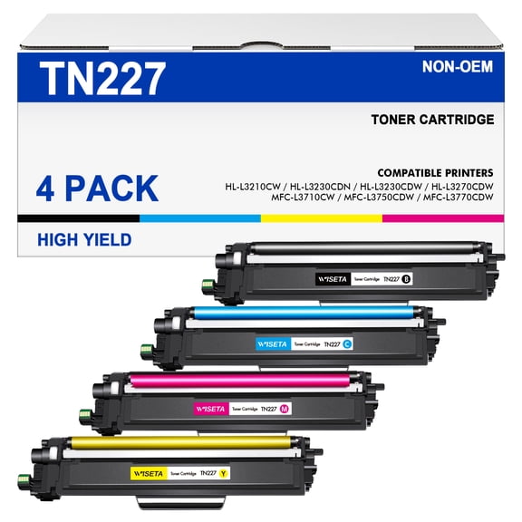 TN227 TN227BK Toner Cartridges Replacement for Brother TN 227BK/C/M/Y TN-227 Compatible with MFC-L3770CDW MFC-L3710CW HL-L3290CDW HL-L3210CW(4 Pack)