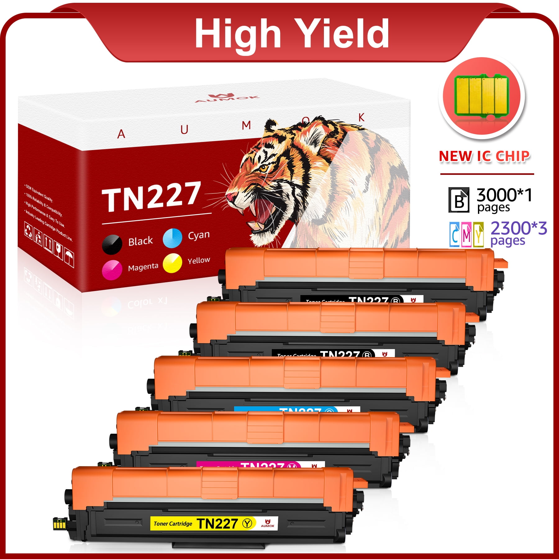 TN223 BK/C/M/Y MFC-L3770CDW Toner 4Pack: Compatible Toner Cartridge  Replacement for Brother TN-223 TN 223 TN227 Work with HL-L3270CDW  HL-L3210CW