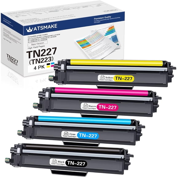 TN227 Toner Cartridge Compatible for Brother TN227 TN-227 Toner Cartridge Compatible for MFC-L3770CDW 3750CDW 3710CW HL-L3290CDW 3270CDW 3210CW 3230CDW 3230CDN 4 Pack
