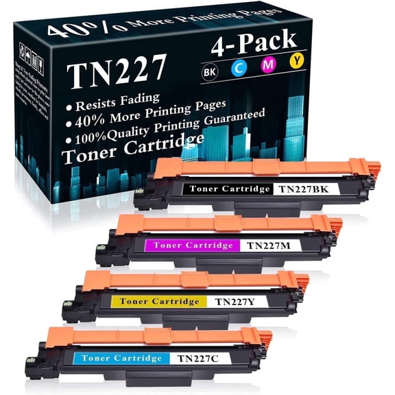 TN227 Toner Cartridges (bk/c/m/y) Compatible for Brother TN-227 Toner for MFC-L3770CDW Printer