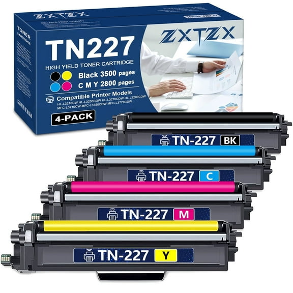 TN227 Toner Compatible for Brother TN227 Toner Cartridges Black Cyan Magenta Yellow Printer 4 Pack