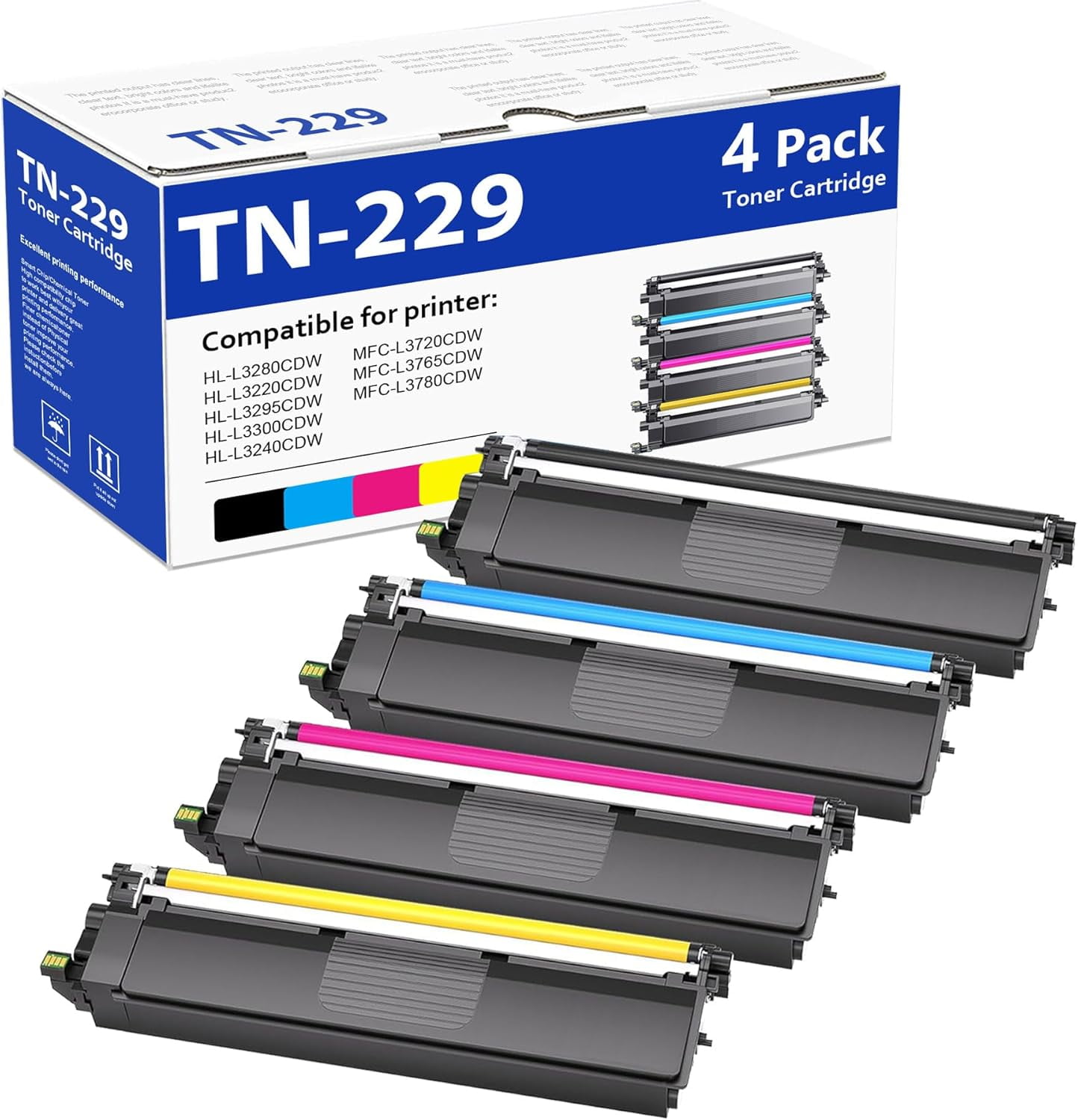 TN229 TN229XL Toner Cartridges 4Pack Replacement for Brother tn229