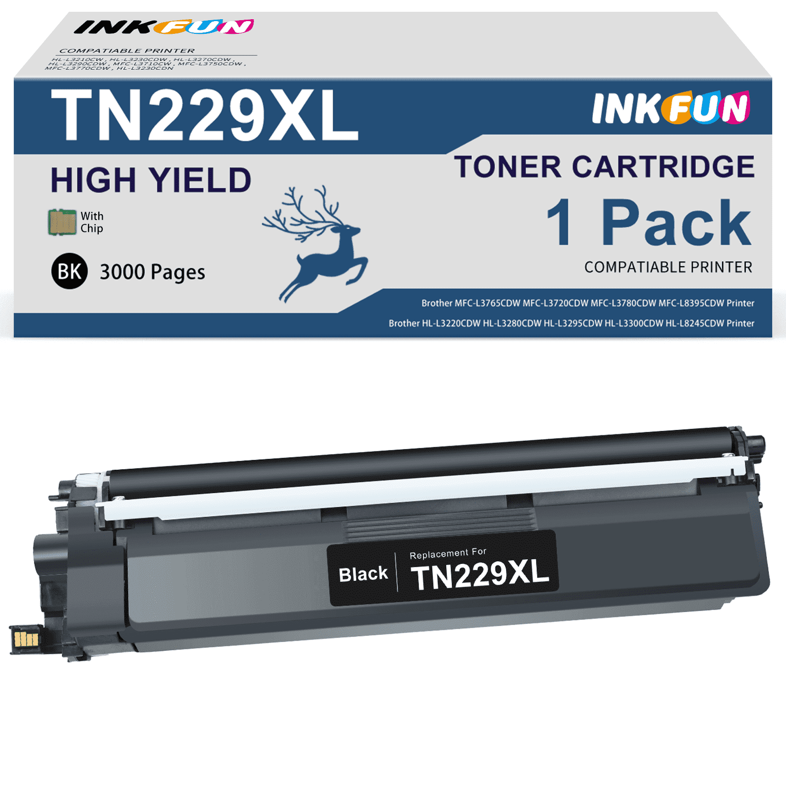 TN229XL TN229 Toner Cartridge Replacement for Brother TN229XL TN-229XL TN229 Toner for Brother MFC-L3780CDW HL-L3280CDW HL-L3220CDW MFC-L3720CDW HL-L3295CDW HL- L3300CDW HL-L8245CDW Printer (1 Black)