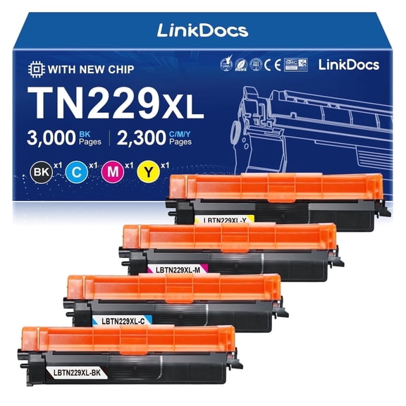 TN229XL TN229 Toner Cartridge Replacement for Brother TN229 Toner Cartridges TN-229 TN-229XL Work for Brother HL-L3280CDW HL-L3220CW MFC-L3720CDW MFC-L3780CDW Printers (4 Color Pack)
