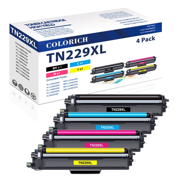 TN229 TN229XL Toner Cartridge with Chip Compatible for Brother TN-229XL TN229 TN-229 HL-L3280CDW HL-L3220CDW MFC-L3720CDW MFC-L3780CDW HL-L3300CDW Printer High Yield (4-Pack)