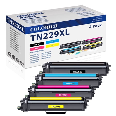 TN229XL Toner Cartridge Compatible for Brother TN229 TN229XL TN-229XL TN-229 HL-L3280CDW HL-L3220CDW MFC-L3720CDW MFC-L3780CDW HL-L3300CDW Printer (4-Pack)