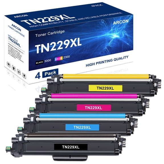 TN229XL TN229 Toner Cartridge with Chip Compatible for Brother TN-229 TN-229XL for MFC-L3780CDW MFC-L3720CDW HL-L3280CDW HL-L3220CDW HL-L3300CDW Printer (Black Cyan Magenta Yellow,4-Pack)