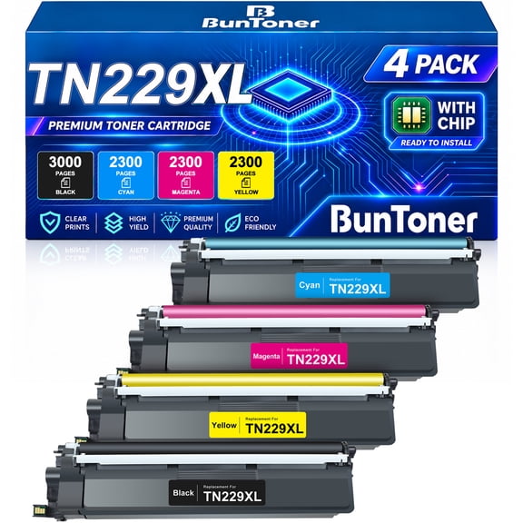 TN229 Toner Cartridge Compatible for Brother TN229XL Toner Cartridges High Yield for MFC-L3780CDW HL-L3280CDW Printer, 4 Pack