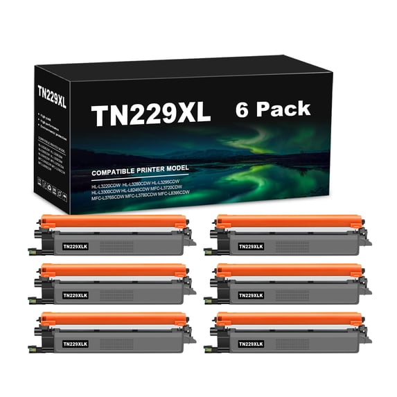 TN229XL Toner Cartridge Replacement for Brother 229 TN229 TN-229 TN 229XL 229XXL for MFC-L3780CDW HL-L3280CDW MFC-L3720CDW HL-L3220CDW HL-L3300CDW Printer (Black,6Pack)