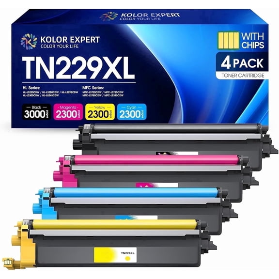 TN229 Toner Cartridge Compatible for Brother TN229XL Toner Cartridges for Brother MFC-L3780CDW MFC-L3720CDW HL-L3280CDW HL-L3220CDM printers(4-Pack)