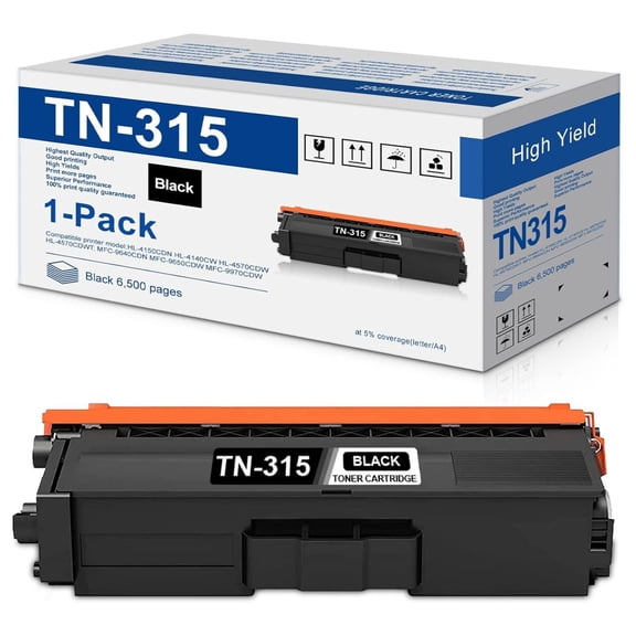 TN315 Black Toner Cartridge, Compatible Replacement for TN-315BK DCP-9050 9055 9270 HL-4140 4150 4570 MFC-9460 9465 9560 9970 Toner Cartridge (TN315BK, 1-Pack)
