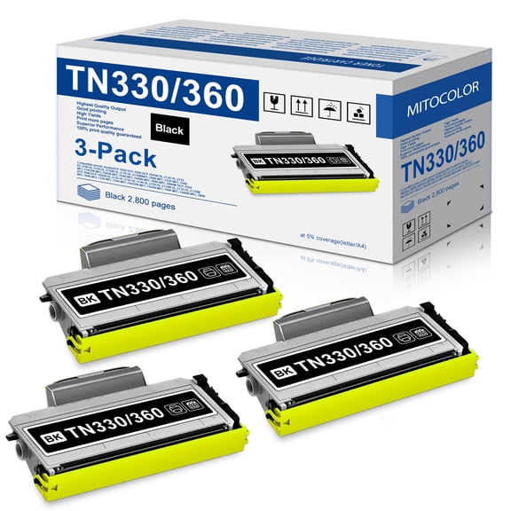 TN330/TN360 Black Toner Cartridge Replacement for Brother DCP-7040 Printer (3-Pack)