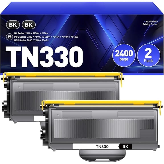 TN330 Toner Cartridge Black 2-Pack Replacement for Brother TN-330 TN360 TN-360 Compatible with Brother DCP-7040 DCP-7030 MFC-7840W HL-2140 MFC-7340 MFC-7440N HL-2170W HL-2150N 7045N