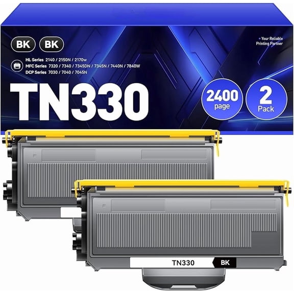 TN330 Toner Cartridge Black 2-Pack Replacement for Brother TN-330 TN360 TN-360 Compatible with Brother DCP-7040 DCP-7030 MFC-7840W HL-2140 MFC-7340 MFC-7440N HL-2170W HL-2150N 7045N