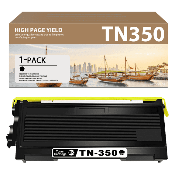 TN350 Black Toner Cartridge 1 Pack Replacement for Brother DCP-7010 Printer
