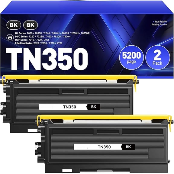 TN350 Toner Cartridge Black 2-Pack Replacement for Brother TN-350 TN350 Compatible with Brother HL-2070N HL-2040 MFC-7420 MFC-7820n intellifax 2820 2920 2850 DCP-7010 DCP-7020 MFC-7220 7225N
