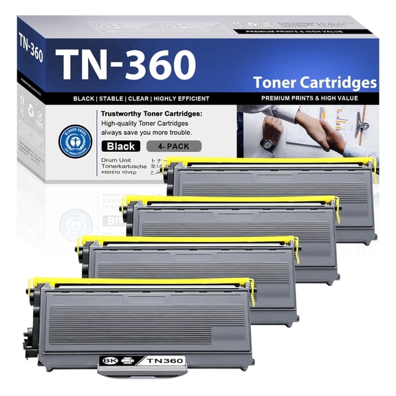 TN360 Toner Cartridge ZXTZX Compatibles for Brother TN360 Compatibles for HL-2170W MFC-7840W Series Printers 4 Pack Black