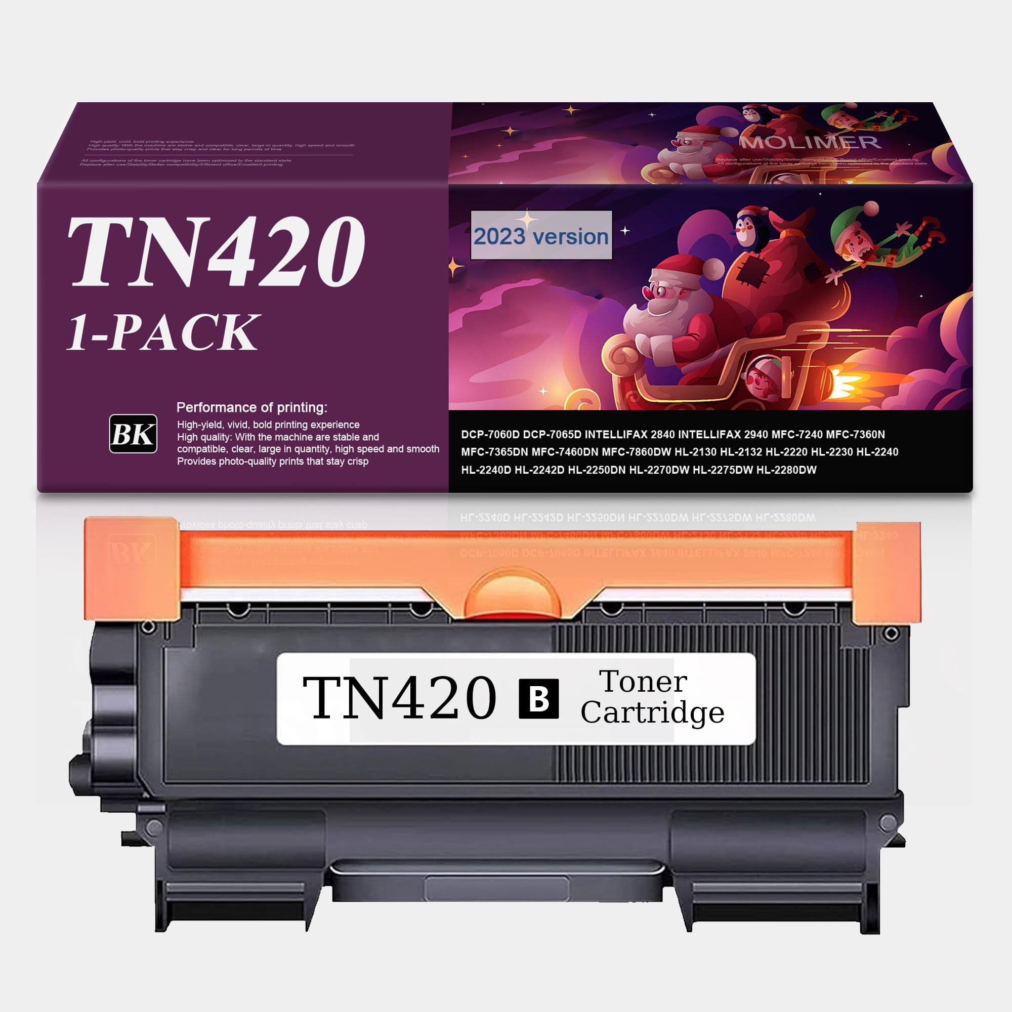 TN420 1 Pack Black Toner cartridge High Yield Replacement for Brother