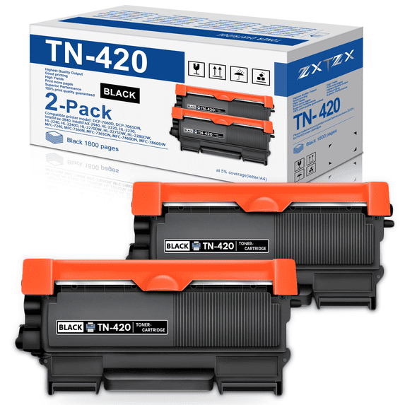 TN420 Toner Cartridge Compatible for Brother TN420 Black Toner Cartridges 2 Pack