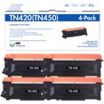 thumbnail image 1 of TN420 TN450 Toner Cartridge Compatible for Brother TN450 TN420 TN-450 TN-420 Toner Cartridge for MFC-7360N MFC-7860DW HL-2230 Printer (4 Black), 1 of 6