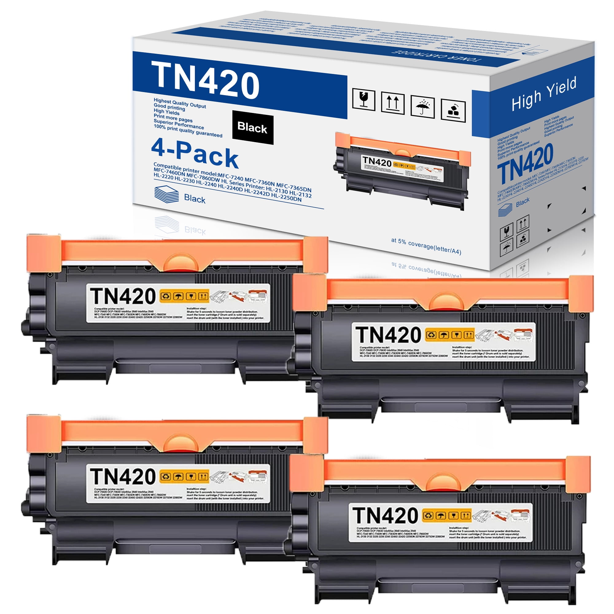 TN420 Toner Cartridge Replacement for Brother TN420 TN450 HL2250DN HL