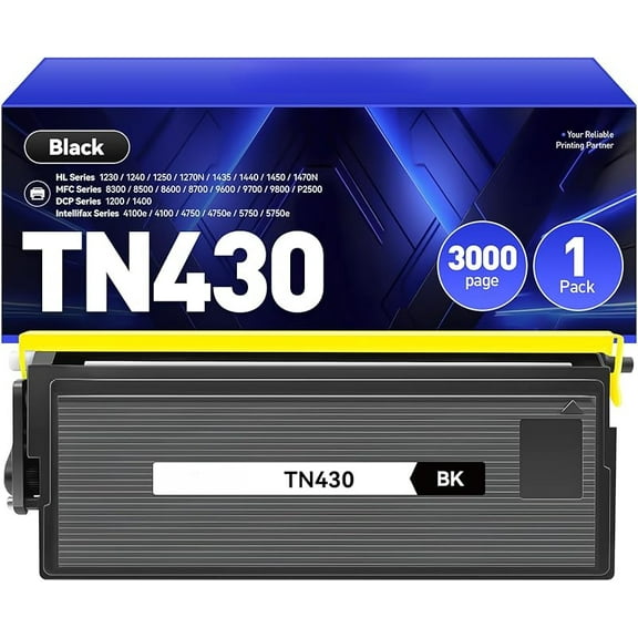 TN430 Toner Cartridge Black 1-Pack Replacement for Brother TN-430 TN460 TN-460 Compatible with Brother Intellifax-4100e 4750e 5750e HL-1240 DCP-1200 1400 8350 MFC-8300 MFC-8500 MFC-9600 P2500