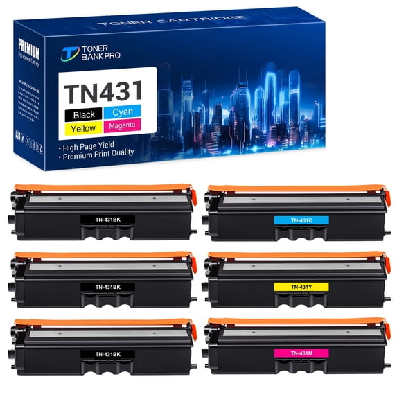 TN431 TN 431 Toner Cartridge Compatible for Brother TN-431 TN433 TN436 TN-431BK TN-431C HL-L8360CDW MFC-L8900CDW HL-L8260CDW MFC-L8610CDW Printer (3* Black Cyan Magenta Yellow, 6-Pack)