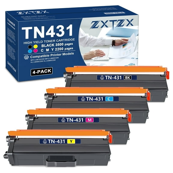 TN431 Toner Black Compatible for Brother TN431 Toner Cartridges for HL-L8260CDW Printer 4 pack