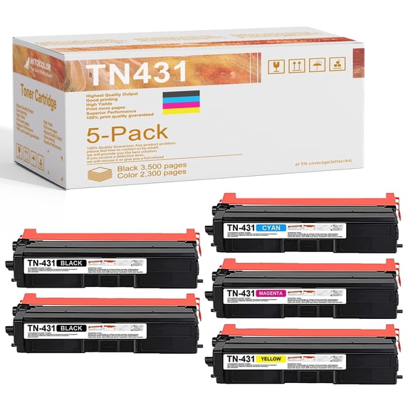 TN431 Toner Cartridge Compatible for Brother TN431BK TN431C TN431M TN-431Y Toner for DCP-L8410CDW Printer (2BK/1C/1M/1Y)