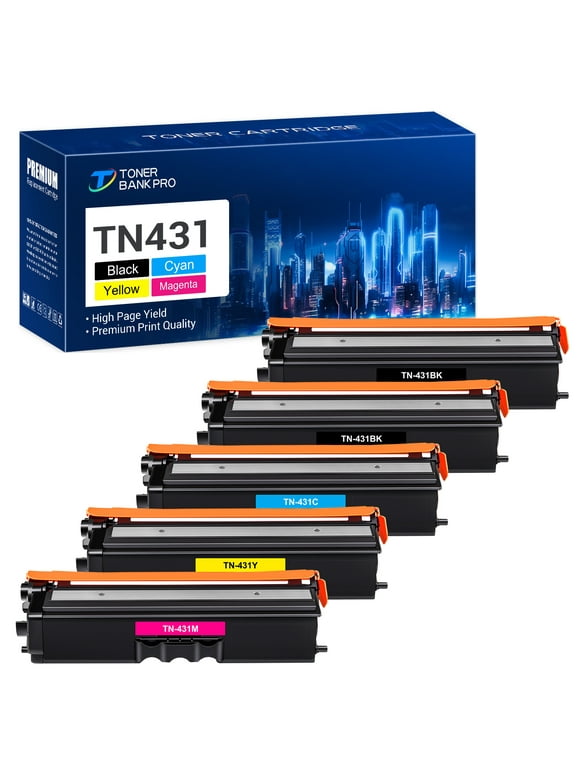 TN431 Toner Compatible for Brother TN433 TN431 TN436 TN431BK TN433BK Toner Cartridges for HL-L8360Cdw MFC-L8900Cdw HL-L8260Cdw MFC-L8610Cdw Printer Ink (Black Cyan Magenta Yellow, 5 Pack)