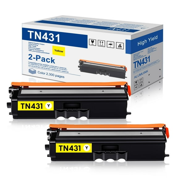 TN431 Yellow Toner Compatible for Brother TN431 Toner Cartridge HL-L8360CDW Printer, 2 Pack