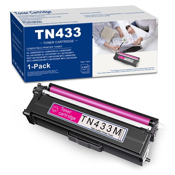 TN433 1 Pack High Yield Toner Cartridge Replacement for Brother TN433M HL-L9310CDWT Printer - Magenta