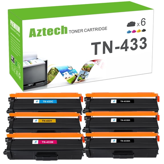 TN433 6-Pack Compatible for Brother TN-433 TN433 TN 433 Toner Cartridge for MFC-L8900CDW HL-L8360CDW HL-L8260CDW HL-L8360CDWT MFC-L8610CDW Printer (3*Black,Cyan,Magenta,Yellow)