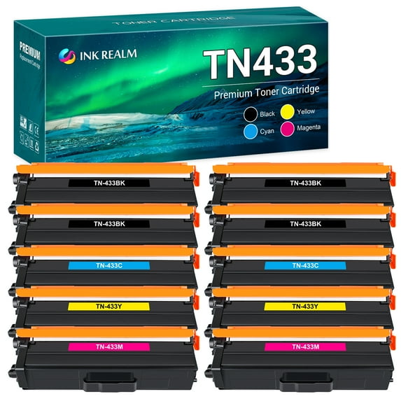 TN433 Compatible Toner for Brother TN-433 TN433BK TN433C TN433M TN433Y HL-L8360Cdw MFC-L8900Cdw L8900CD HL-L8260Cdw MFC-L8610Cdw HL-L8360Cdwt Printer Ink (Black, Cyan, Magenta, Yellow, 10-Pack)