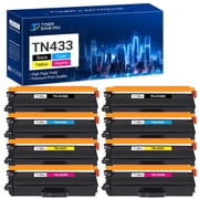 Toner Bank TN433 TN431 TN436 Toner Cartridge Compatible for Brother TN 433 TN-433BK TN-433C TN-433M TN-433Y High Yield 2 * Black, 2 * Cyan, 2 * Magenta, 2 * Yellow, 8-Pack
