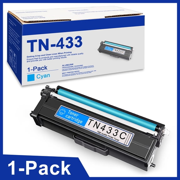 TN433 High Yield Toner Cartridge: 1 Pack Cyan TN433 Replacement for Brother TN-433 HL-L8360CDWT HL-L9310CDW Printer