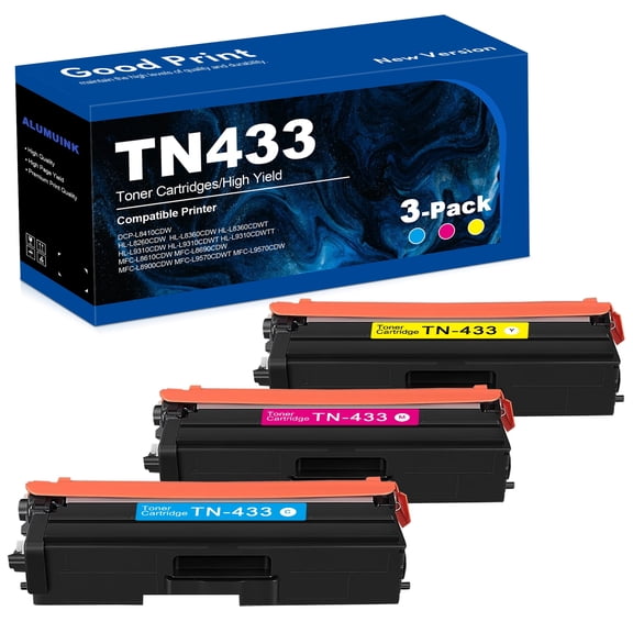 TN433 High Yield Toner Cartridge (Cyan/ Yellow/ Magenta, 3 Pack) - Compatible for Brother TN4333pk MFC-L8690CDW Printer