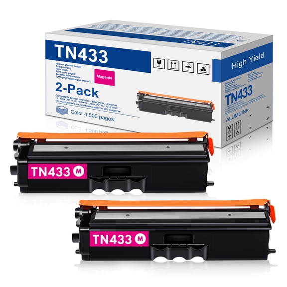 TN433 Magenta High Yield Toner Replacement for Brother TN433 High Yield Toner Cartridge HL-L8360CDW Printer, 2 Pack