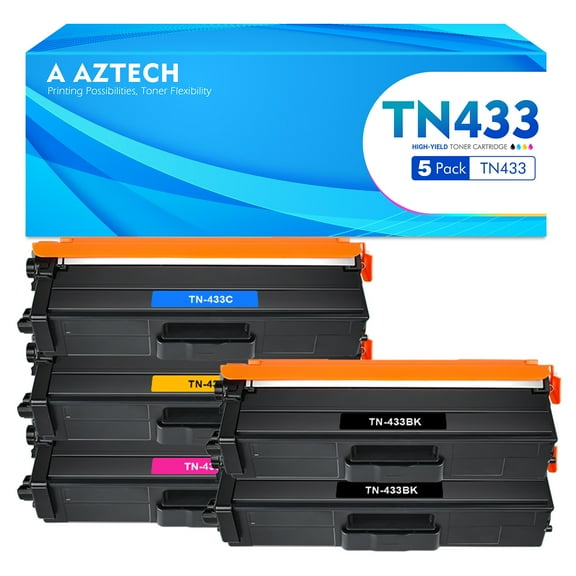TN433 TN431 TN436 5-Pack Compatible Toner Cartridge for Brother TN-433 TN433 HL-L8360CDW MFC-L8900CDW HLL8260CDW HLL8360CDW MFC-L8610CDW L8360cdw Printer (2*Black,Cyan,Magenta,Yellow)