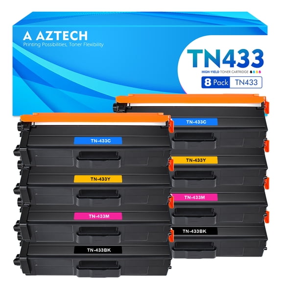 TN433 TN431 TN436 8-Pack Compatible Toner Cartridge for Brother TN-433 TN433 HL-L8260CDW HL-L8360CDW HL-L8360CDWT MFC-L8610CDW MFC-L8900CD Printer Ink (2*Black,2*Cyan,2*Magenta,2*Yellow)