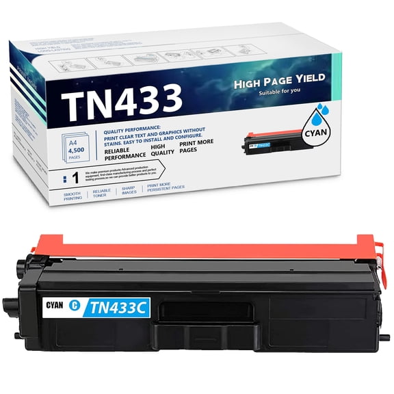 TN433C 1 Pack(Cyan) Compatible TN433 TN-433 High Yield Toner Cartridge Replacement for Brother DCP-L8410CDW HL-L8260CDW L8360CDW L9310CDWT L9310CDW L8360CDWT L9310CDWTT Printer Toner Cartridge.