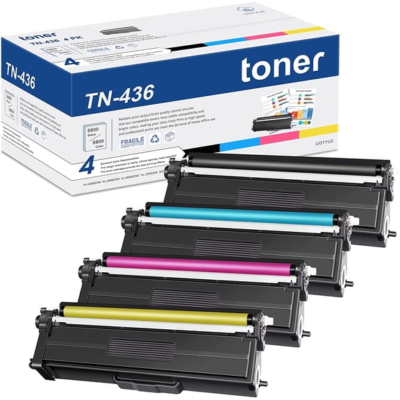 TN436 4 Pack TN436BK/C/M/Y Compatible for MFC-L8900CDW HL-L8360CDW HL-L8260CDW Printer
